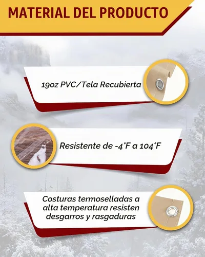 Vista 7 de FoundGo - Cortinas de vinilo de 8'H x 7'W para patio de 19oz, cercado de vinilo transparente para exteriores, lona resistente transparente