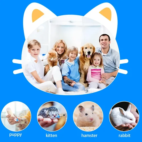 Vista 3 de Pezón de silicona azul para alimentación de mascotas con biberón para gatitos, ardillas, gatitos recién nacidos, cachorros, gatos u otras mascotas