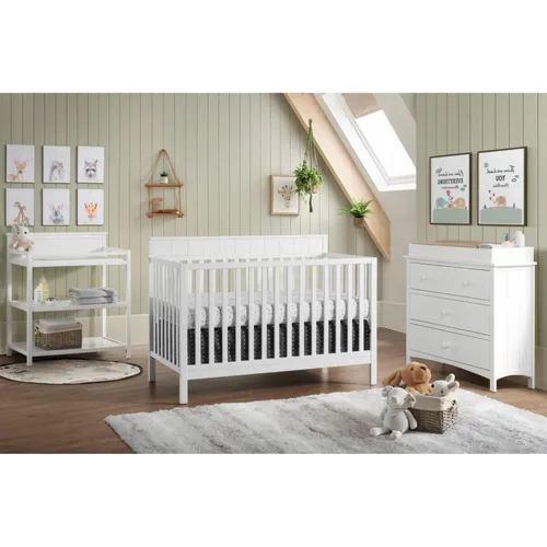 Vista 2 de Oxford Baby Logan - Cuna convertible 4 en 1, color blanco nieve, certificado GreenGuard Gold