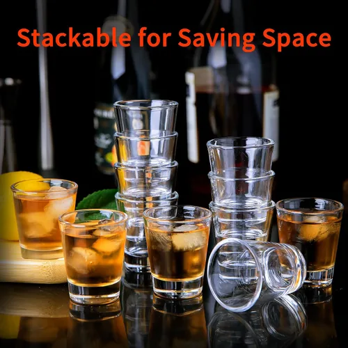 Vista 6 de SuproBarware Juego de 36 vasos de chupito de base pesada a granel de 2 onzas/2.0 fl oz redondos para espresso, whisky, licores y tequila