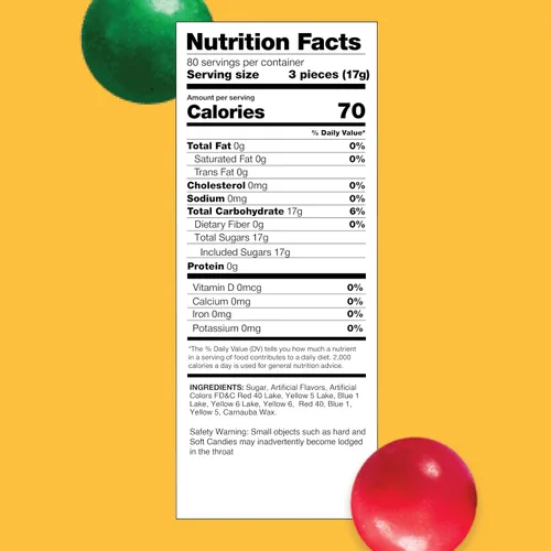 Vista 2 de Jaw Breakers - Caramelos duros – Paquete a granel de 3 libras (alrededor de 230 unidades) – Envueltos individualmente