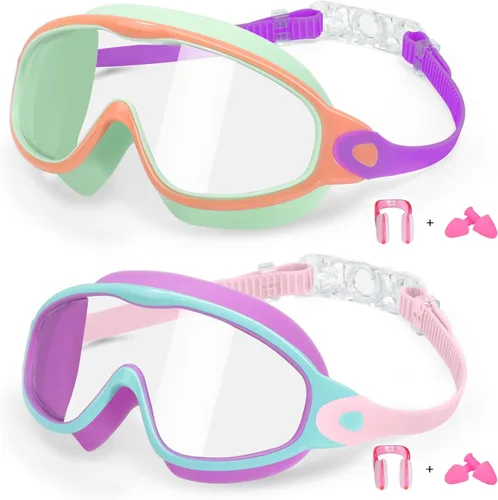 Vista 8 de EverSport Paquete de 2 gafas de natación para niños, gafas de natación antivaho para niñas y niños de 3 a 15 años