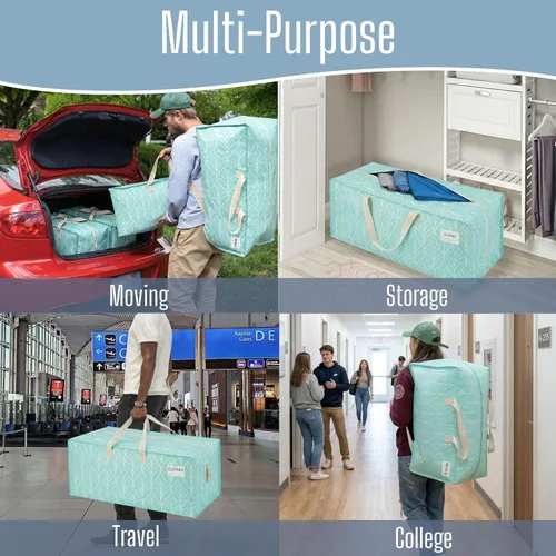 Vista 39 de VENO Paquete de 6 bolsas de mudanza resistentes con correas de mochila, cremalleras y asas, bolsas de embalaje extragrandes para artículos