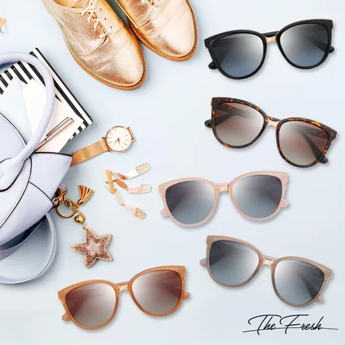 Vista 5 de The Fresh Lentes de sol polarizados con punta de diseño de ojo de gato FR17266P