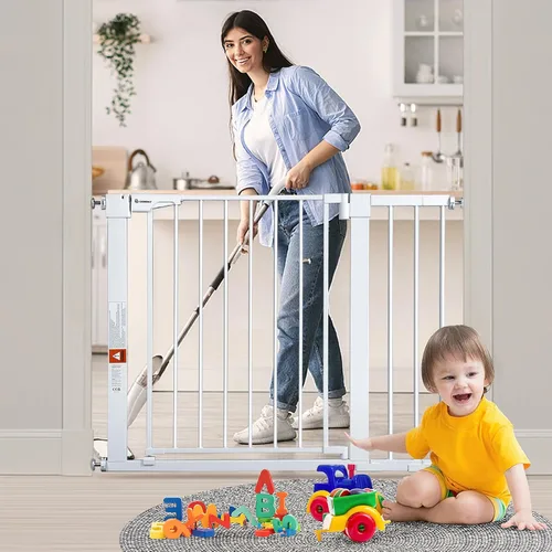 Vista 8 de COMOMY - Puerta de bebé extra ancha de 29.5 a 40.5 pulgadas, puerta de perro con cierre automático para casa Puerta de seguridad para niños, fácil