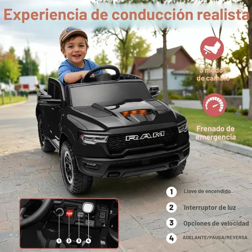 Vista 7 de Ram 1500 con Licencia - Juguetes de Montar para Niños de 4-8 años, Carro Eléctrico para Niños con Control Remoto, Alimentado por Batería con Llave