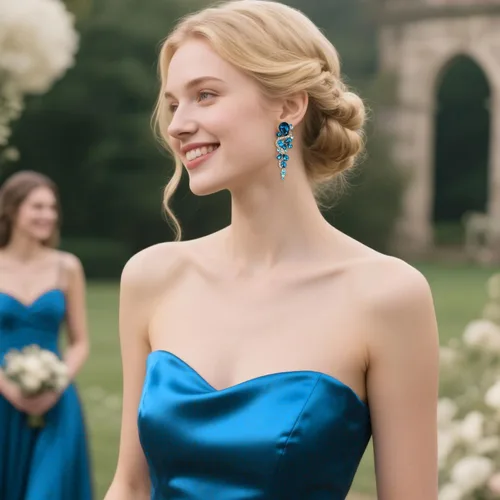 Vista 3 de BriLove - aretes largos para mujer, bohemios, para boda o novia, diseño de lágrima