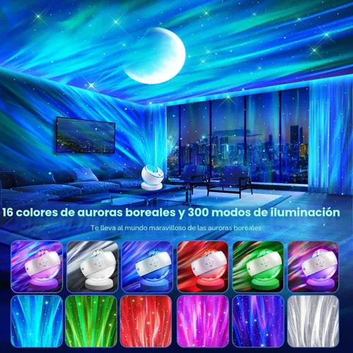 Vista 2 de Iceberg - Proyector de luces del norte, proyector de galaxia blanca con altavoz Bluetooth y 15 ruidos blancos, luz Aurora con base desmontable, más