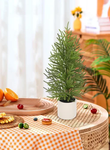 Vista 9 de 2.6FT Artificial Small Mini Pine Tree for Tabletop, Real Touch 31 inch Premium Artificial Topiary Tree Potted Plants for Home Tabletop Entryway