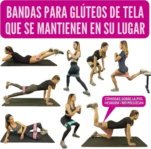 Vista 2 de Bandas de resistencia para entrenar con guía de bandas de entrenamiento. 4 bandas de entrenamiento para mujeres y hombres, bandas elásticas de tela