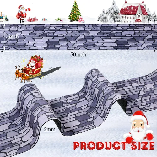 Vista 2 de Marspark Accesorios de pueblo navideño de 5 x 50 pulgadas, tapete de calle en miniatura de Navidad, decoración de calle y nieve para paisaje pequeño