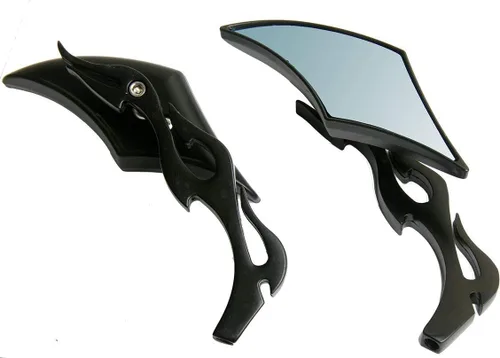 Vista 3 de 1 par de espejos pequeños de motocicleta con diamantes negros compatibles con Harley-Davidson Dyna Street Bob FXDB 2009