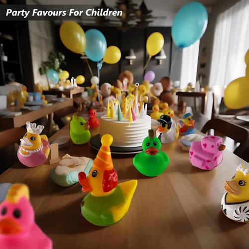 Vista 4 de Patos de goma surtidos para niños y niños pequeños, bonitos juguetes de bañera de pato para piscina en múltiples personajes, divertido carnaval