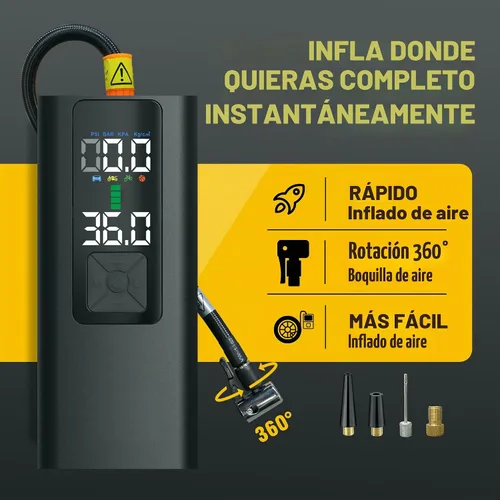 Vista 3 de Inflador de Neumáticos Compresor de Aire Portátil 150PSI Bomba de Aire Automática para Neumático de Coche Accesorios de Coche con Manómetro Digital