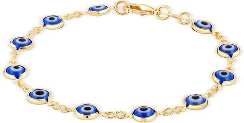 Vista 9 de Barzel Pulsera de mal de ojo multicolor chapada en oro de 18 quilates para mujer, fabricada en Brasil Arcoíris