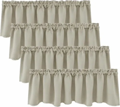Vista 14 de Deconovo Cortinas opacas, aislamiento térmico, dobladillo para barra, reducción de ruido, certificado Oeko-TEX, cortinas de oscurecimiento de Beige