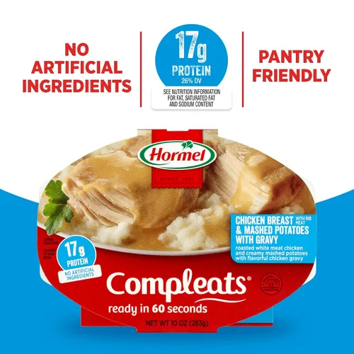 Vista 9 de HORMEL COMPLEATS Pechuga de pollo y puré de papas con bandeja para microondas, 10 onzas (paquete de 6) Calentar y comer, comidas en microondas