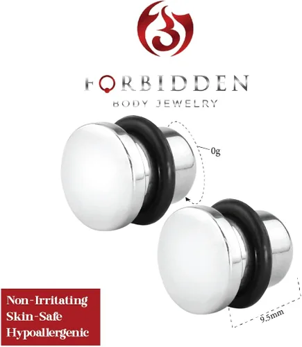 Vista 2 de Forbidden Body Jewelry Aretes de acero quirúrgico de cabeza plana, juego de tapones sólidos (pares) 0.49oz0.42oz0.35oz0.28oz0.21oz0.14oz0.07oz0.00oz