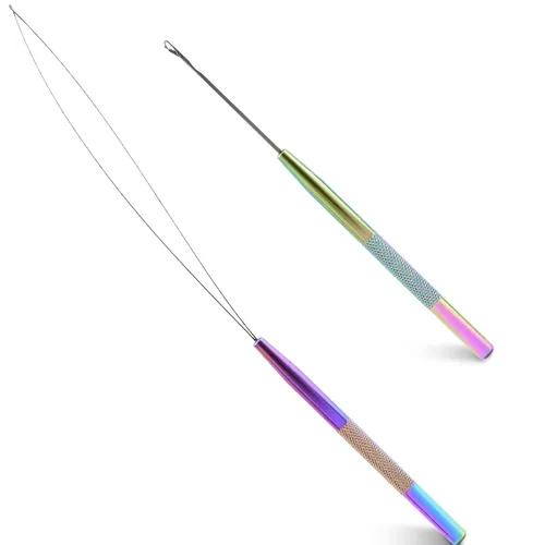 Vista 9 de NEWISHTOOL Kit de herramientas de extensión de cabello de acero inoxidable, gancho para tirar de aguja de bucle y enhebrador, dispositivo de cuentas