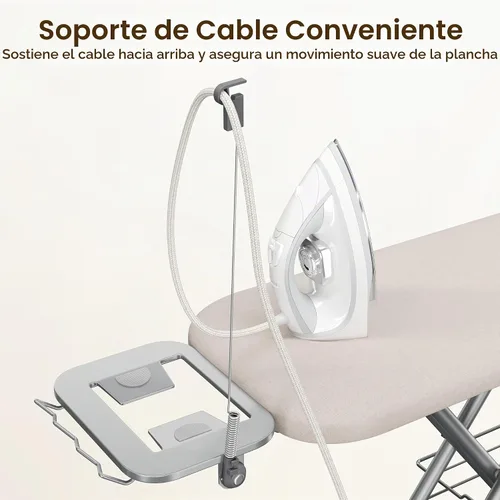 Vista 4 de Yaheetech - Tabla de planchar con soporte para plancha, soporte para cables y perchero, 43 x 14 pulgadas