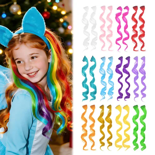 Vista 9 de Dreamlover Extensiones de cabello con brillantina para niñas, accesorios para el cabello para mujeres, 24 piezas Sparkling Glitter Effect. Easy to