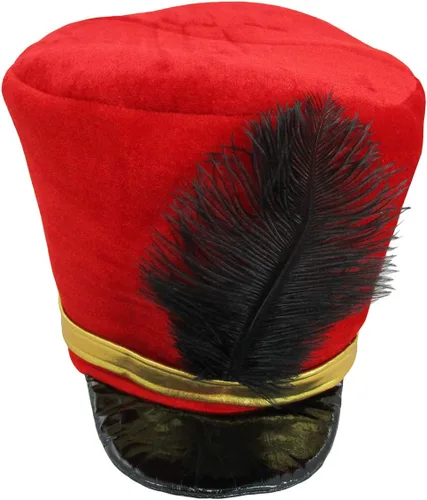 Vista 4 de Disfraz de sombrero de soldado de banda mayor o de juguete, rojo y negro, talla única