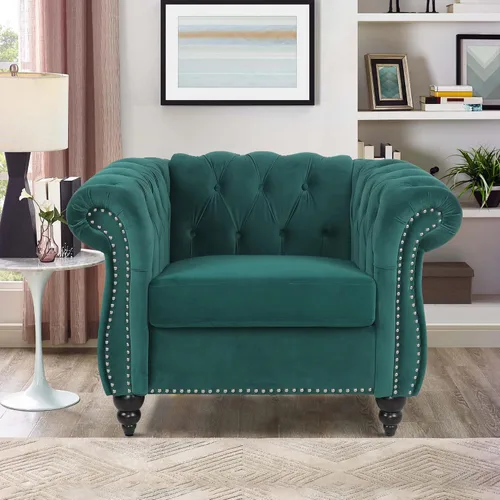Vista 22 de Sofá moderno de 3 plazas, muebles de sofá grande, con brazo enrollable, sofá Chesterfield clásico copetudo de cuero con respaldo de asiento copetudo
