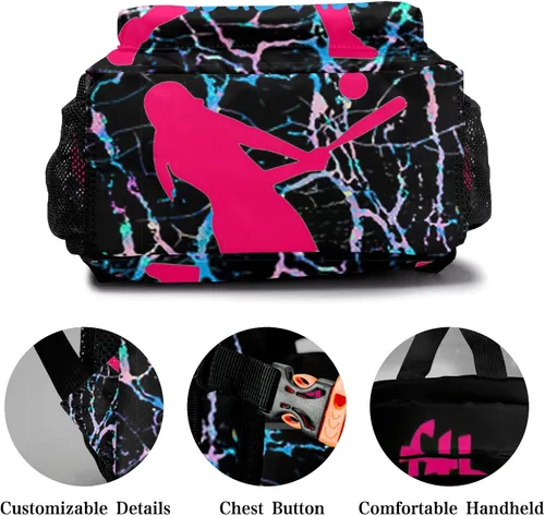 Vista 5 de Mochila unisex con nombre personalizado para jugadores de sóftbol para niños, personal de oficina diario, Personalizado 1, Mochilas Daypack