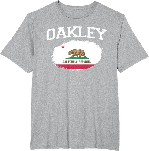 Vista 77 de OAKLEY CA CALIFORNIA Flag Vintage USA Sports Hombre Mujer Camiseta, Negro