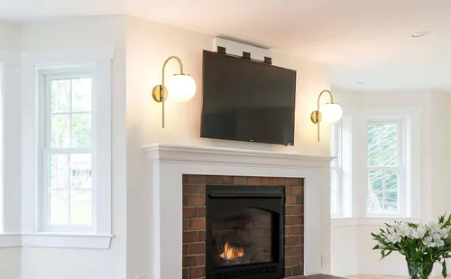 Vista 3 de Juego de 2 apliques de pared LED que funcionan con pilas, pantalla de cristal moderna con globo con control remoto, regulable, no cableado, fácil