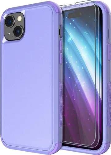 Vista 32 de Diverbox Funda para iPhone 15 Plus [a prueba de golpes] [a prueba de caídas] [protector de pantalla de vidrio templado], funda de protección