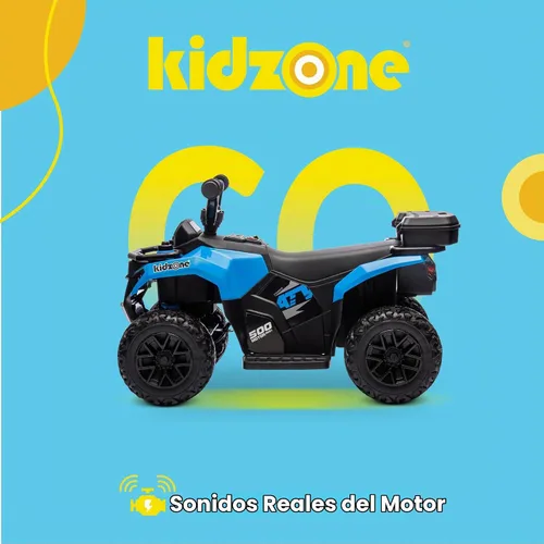 Vista 3 de Kidzone ATV Quad de 6 V para niños pequeños de 18 a 36 meses, color azul