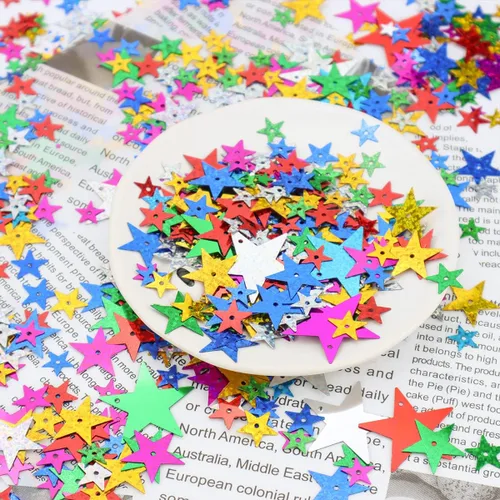 Vista 4 de Lentejuelas y lentejuelas de estrella de 0.31 pulgadas, 0.31 pulgadas, 0.31 pulgadas, suministros de manualidades para bricolaje, cuentas