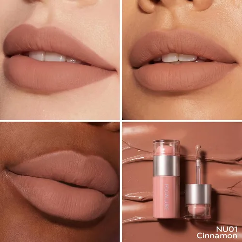 Vista 3 de FOCALLURE Lápiz labial líquido y rubor, crema multiusos para labios y mejillas, acabado mate de larga duración, color de labios suave e hidratante