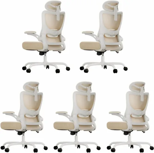 Vista 30 de Marsail - Silla ergonómica de oficina - Silla de escritorio con respaldo alto de malla y soporte lumbar ajustable, silla giratoria con ruedas