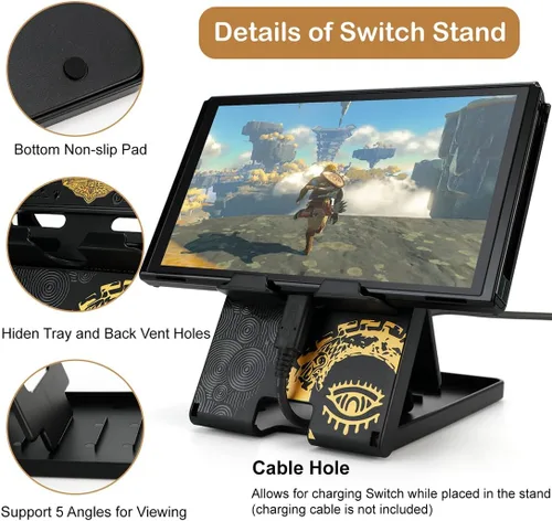 Vista 5 de imeux Soporte plegable compacto para interruptores, soporte multiángulo de repuesto portátil para Nintendo SwitchSwitch LiteSwitch OLEDSteam Deck