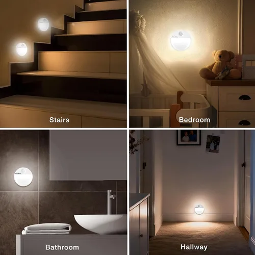 Vista 8 de EverBrite Luz Nocturna Recargable con Sensor de Movimiento LED Redonda, Luz Nocturna LED Activada por Movimiento con 3 Modos de Iluminación, Control