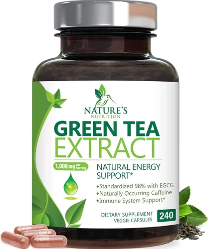 Vista 10 de Extracto de té verde 98% EGCG estandarizado – 3 veces de fuerza para energía natural – Auxiliar cardíaco con polifenoles – cafeína suave, fabricado