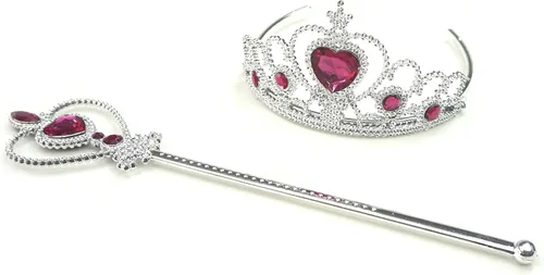 Vista 13 de Juego de tiara y varita de corona princesa Elsa - Joya de corazón de plata Azul