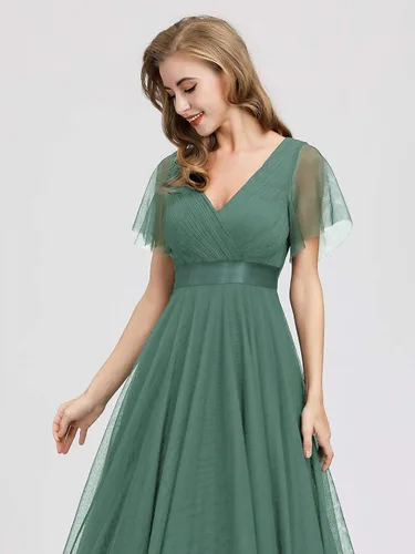 Vista 5 de Ever-Pretty Vestido de dama de honor cruzado con cuello en V y cintura imperio para mujer 7962