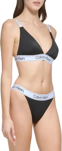 Vista 2 de Calvin Klein Conjunto de bikini de cintura baja con logotipo elástico y triángulo para mujer