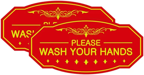 Vista 25 de Signs ByLITA Letrero Victoriano Please Wash Your Hands (Negro) - Pequeño