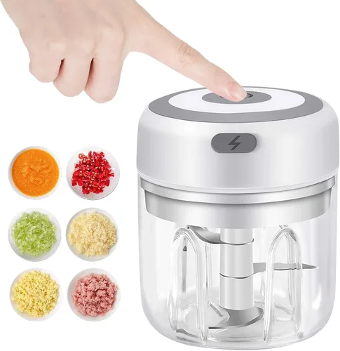 Vista 8 de Mini picador de ajo eléctrico, picador de cebolla USB de 100 ml, procesador de alimentos pequeño portátil para jengibre, chile, verduras