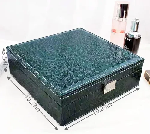 Vista 8 de Organizador de joyero caja de almacenamiento grande de 2 capas caja de joyería de cuero sintético para mujeres para almacenar anillos aretes
