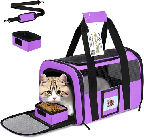 Vista 9 de Transportador para gatos, transportadores para perros aprobados por aerolíneas para perros pequeños, gatitos, transportadores para gatos pequeños