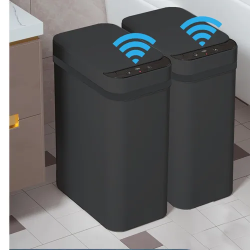 Vista 11 de Yatmung - Cubo de basura sin contacto para baño, cubo de basura inteligente de 2.5 galones con sensor de movimiento, papelera delgada con tapa