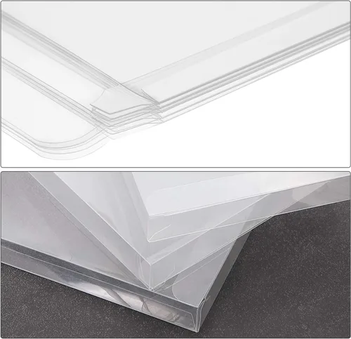 Vista 7 de Blulu 100 paquetes de cajas de cristal de plástico transparente para tarjetas de felicitación, fundas de almacenamiento de fotos, diseño plegable