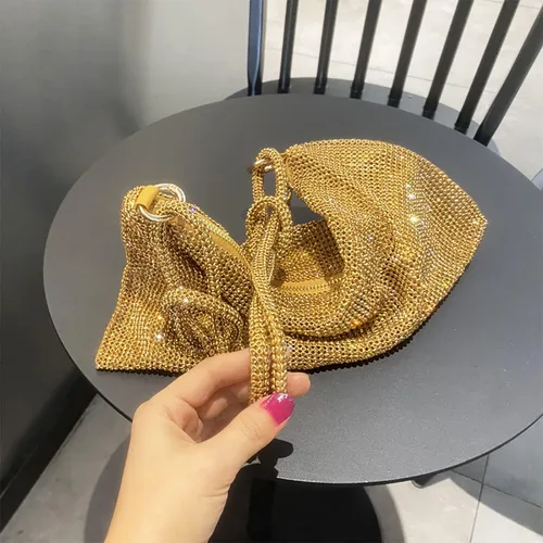 Vista 2 de Bolso de noche brillante con diamantes de imitación para mujer, bolso de mano plateado, bolso Hobo para fiesta, baile de graduación, boda