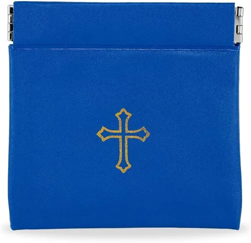 Vista 25 de Bolsa de rosario con tapa apretable, piel sintética negra con impresión cruzada