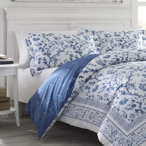 Vista 4 de Laura Ashley - Juego de edredón Twin, juego de cama de algodón suave y reversible, ropa de cama floral de 3 piezas con funda de almohada a juego